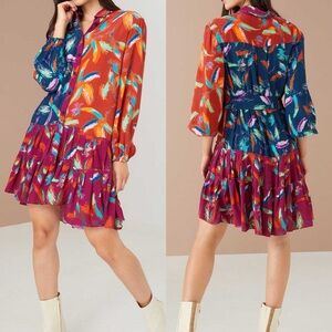 Ālivia The Elizabeth Dress long sleeve mini scribble burst multi